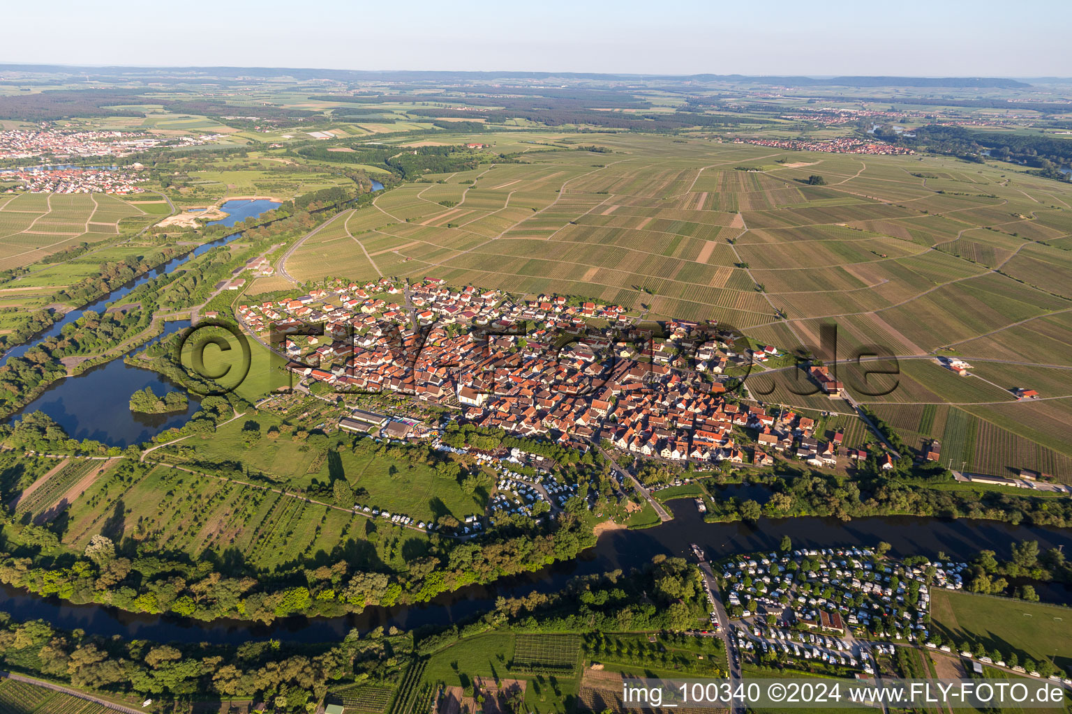 Nordheim am Main in the state Bavaria, Germany seen from above