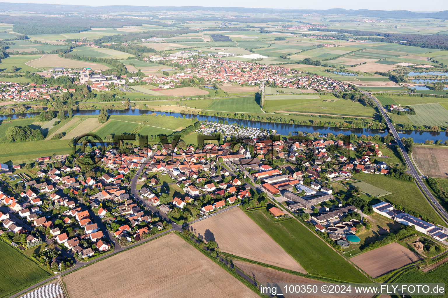 Village on the river bank areas of the Main river in Schwarzenau in the state Bavaria, Germany