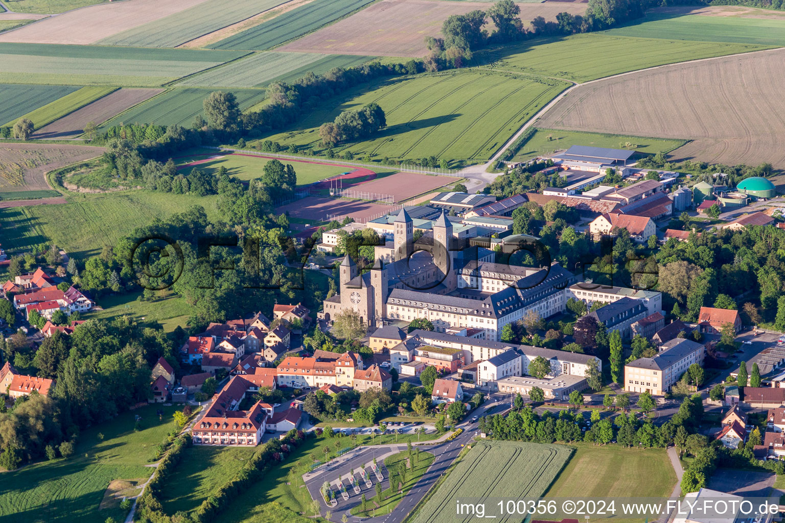 Complex of buildings of the monastery Abtei Muensterschwarzach in Schwarzach am Main in the state Bavaria, Germany