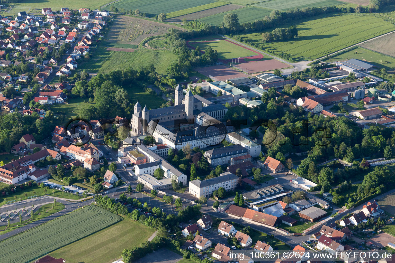 Complex of buildings of the monastery Abtei Muensterschwarzach in Schwarzach am Main in the state Bavaria, Germany