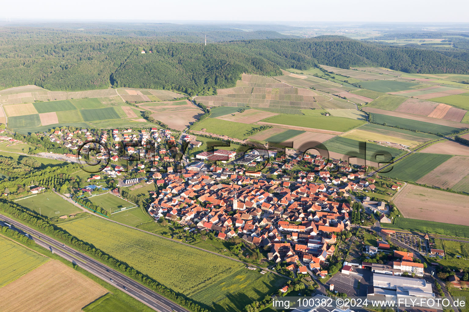 Aerial photograpy of Abtswind in the state Bavaria, Germany