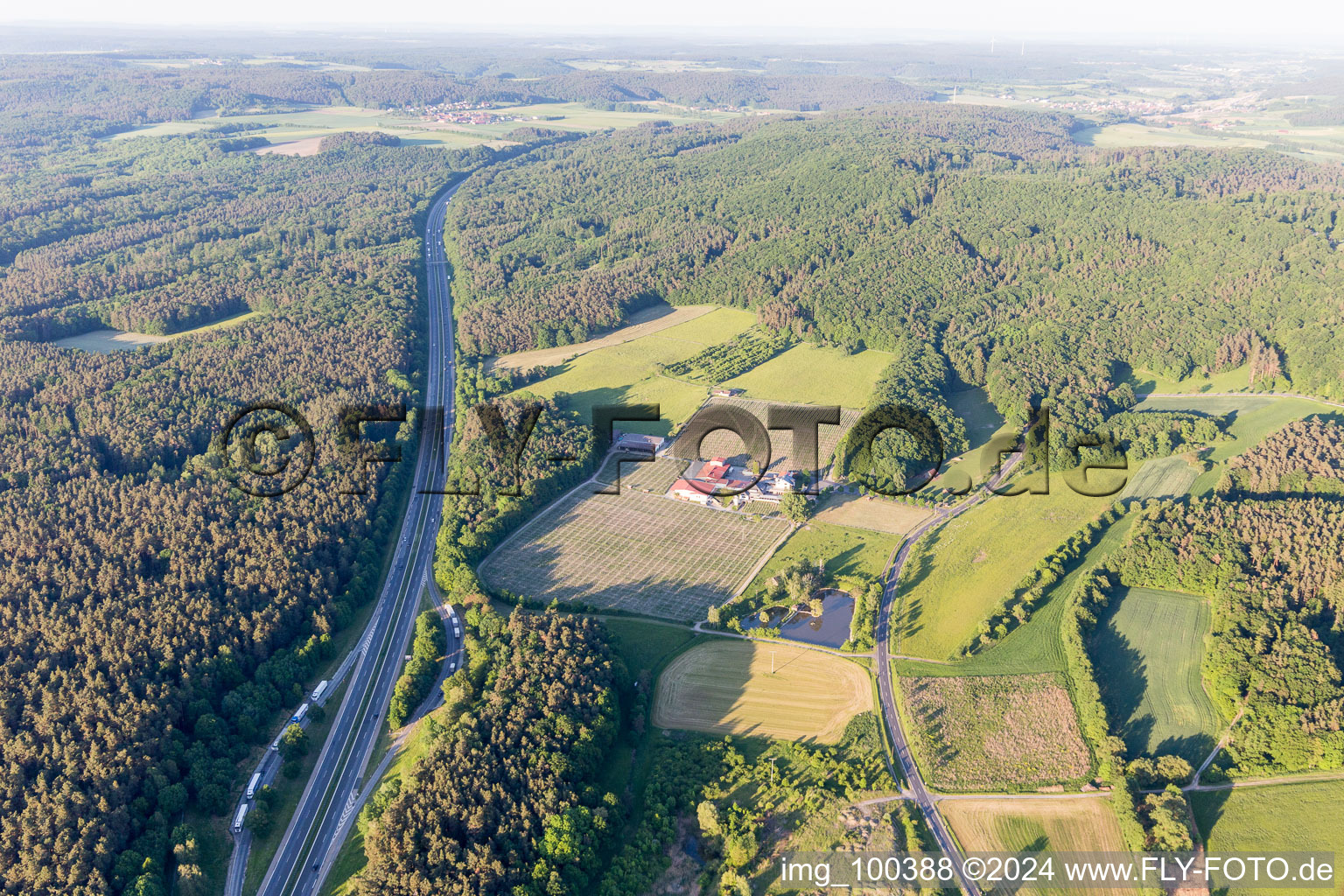 Abtswind in the state Bavaria, Germany seen from above