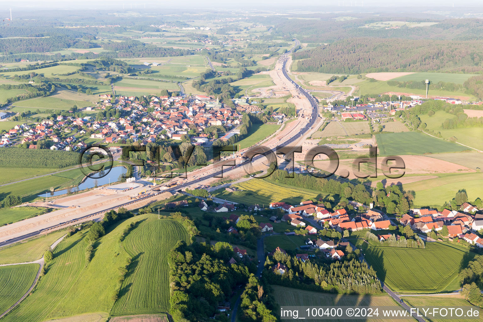 Aerial view of Geiselwind in the state Bavaria, Germany