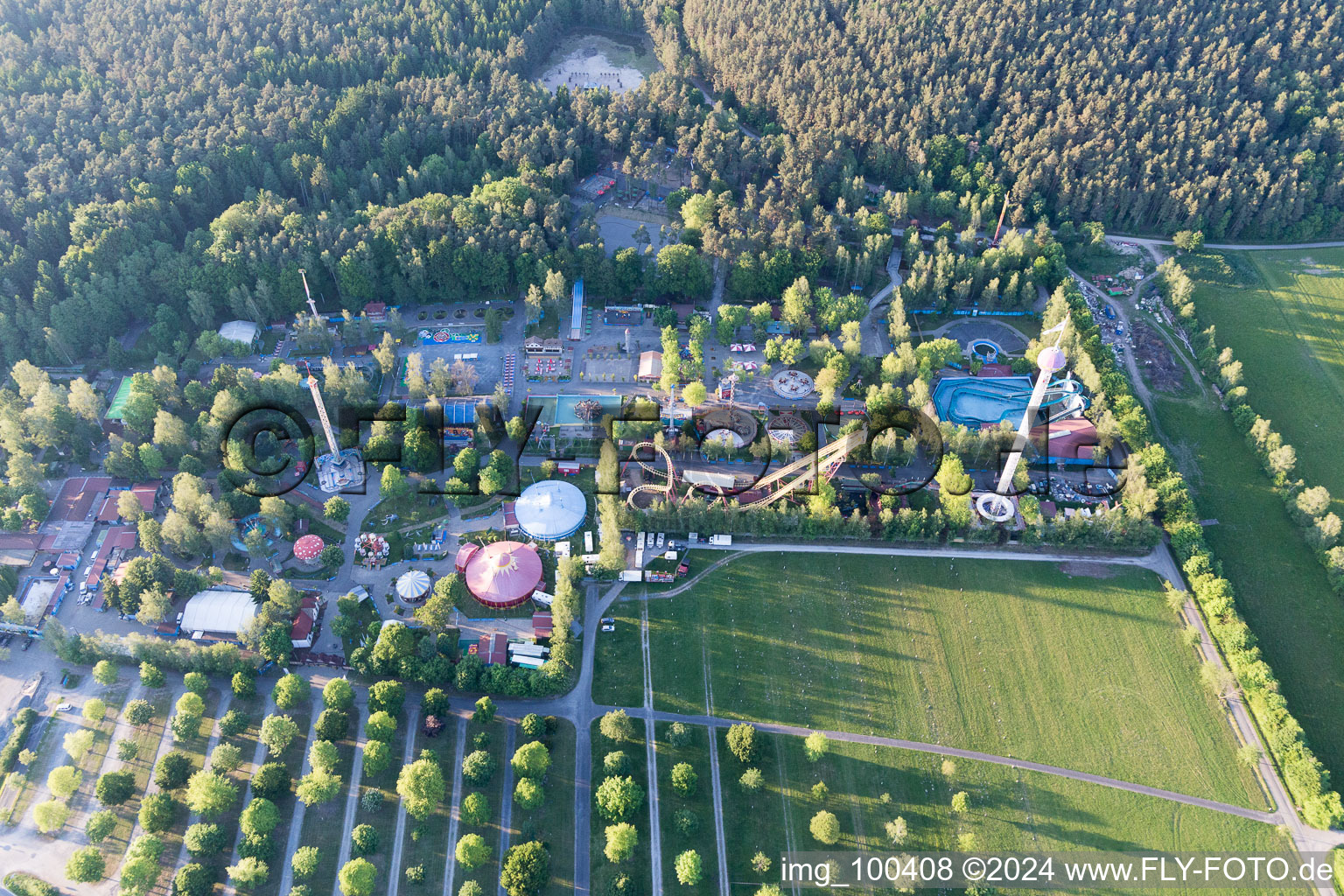 Aerial view of Leisure Land Geiselwind in Geiselwind in the state Bavaria, Germany