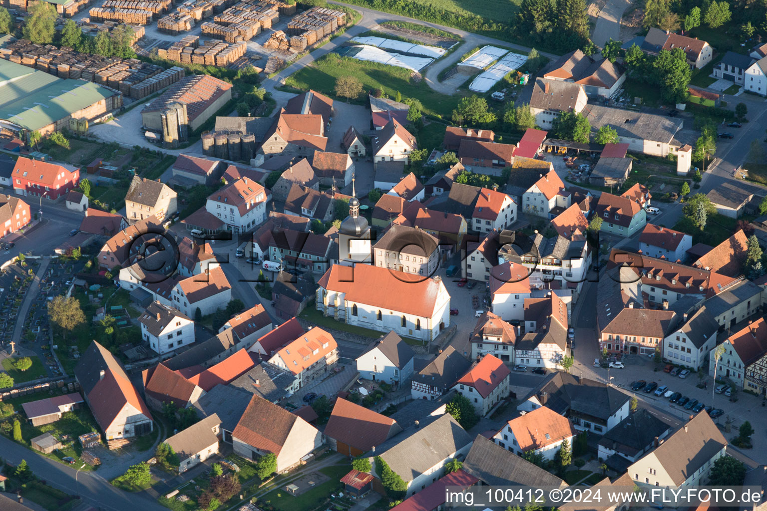 Geiselwind in the state Bavaria, Germany viewn from the air