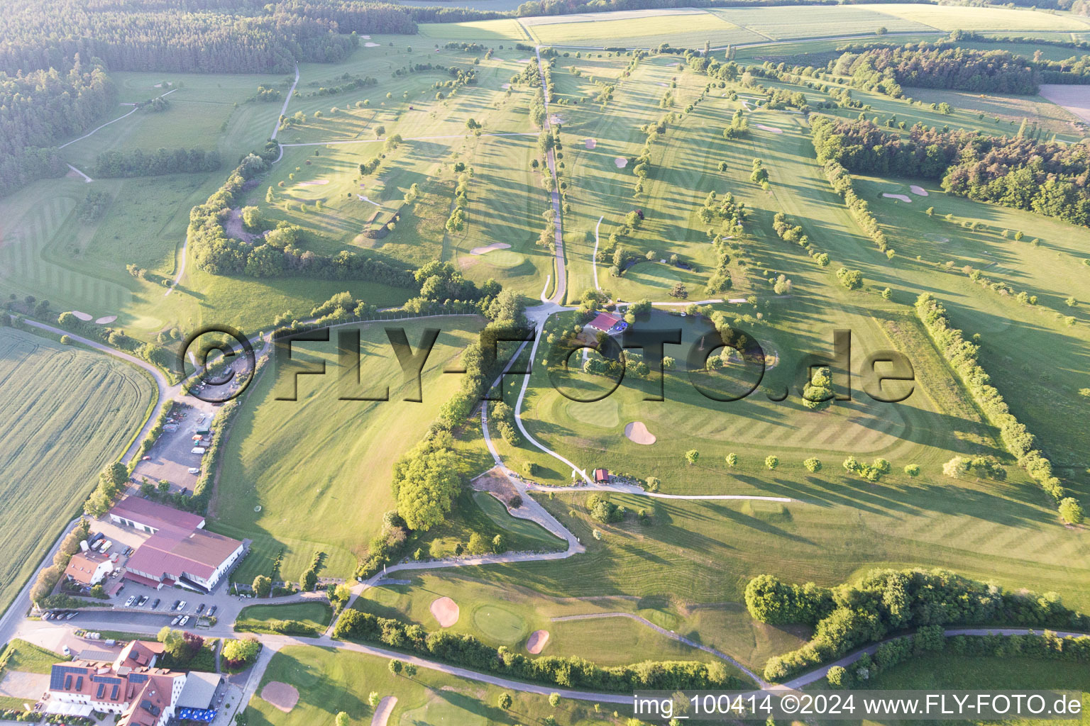 Aerial view of Steigerwald Golf Club in Geiselwind in the state Bavaria, Germany