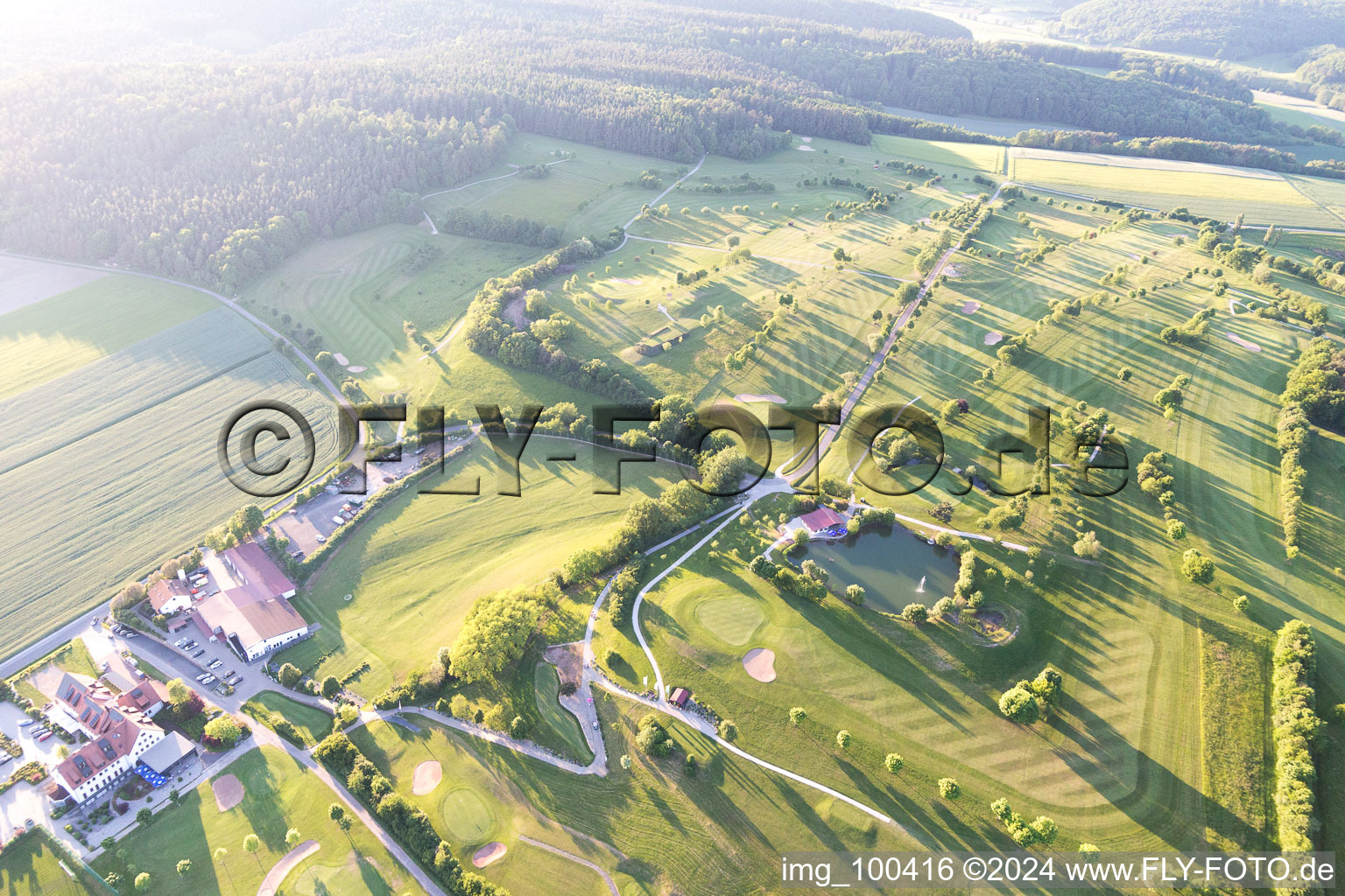 Oblique view of Steigerwald Golf Club in Geiselwind in the state Bavaria, Germany