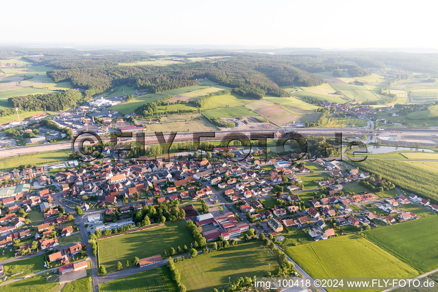 Drone recording of Geiselwind in the state Bavaria, Germany