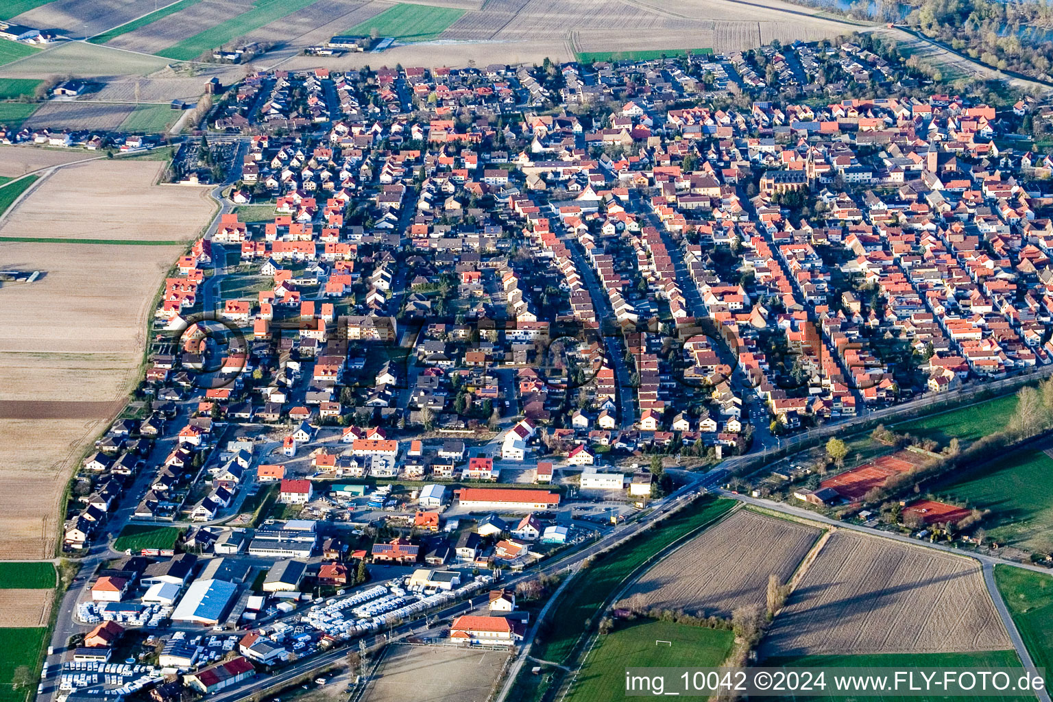 Aerial photograpy of Otterstadt in the state Rhineland-Palatinate, Germany