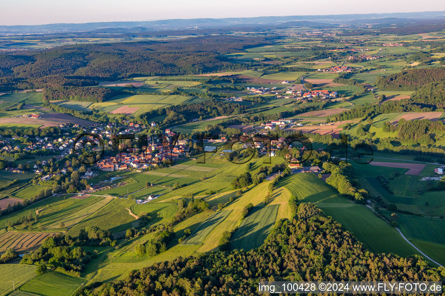 Aerial view of Burgwindheim in the state Bavaria, Germany