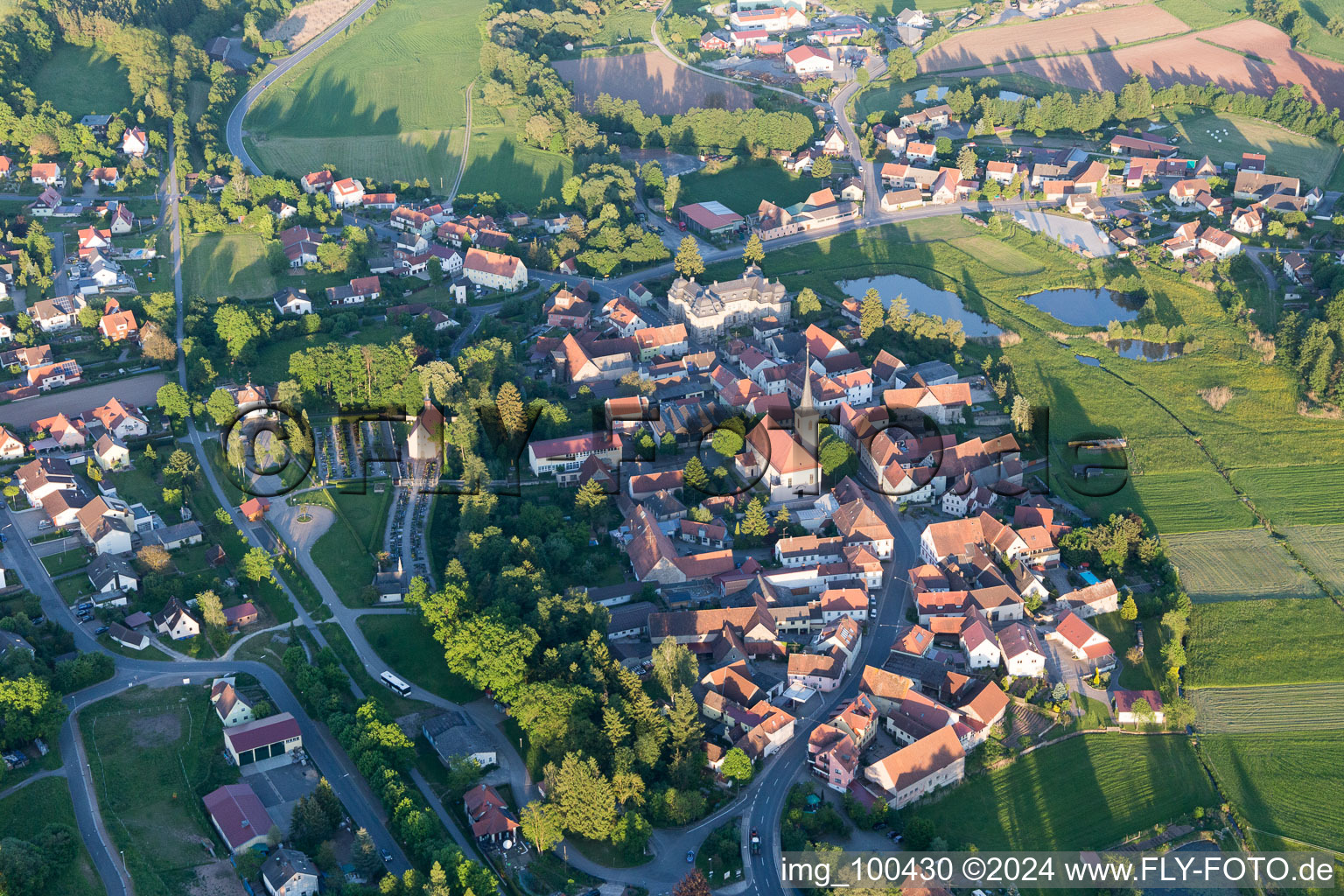 Oblique view of Burgwindheim in the state Bavaria, Germany