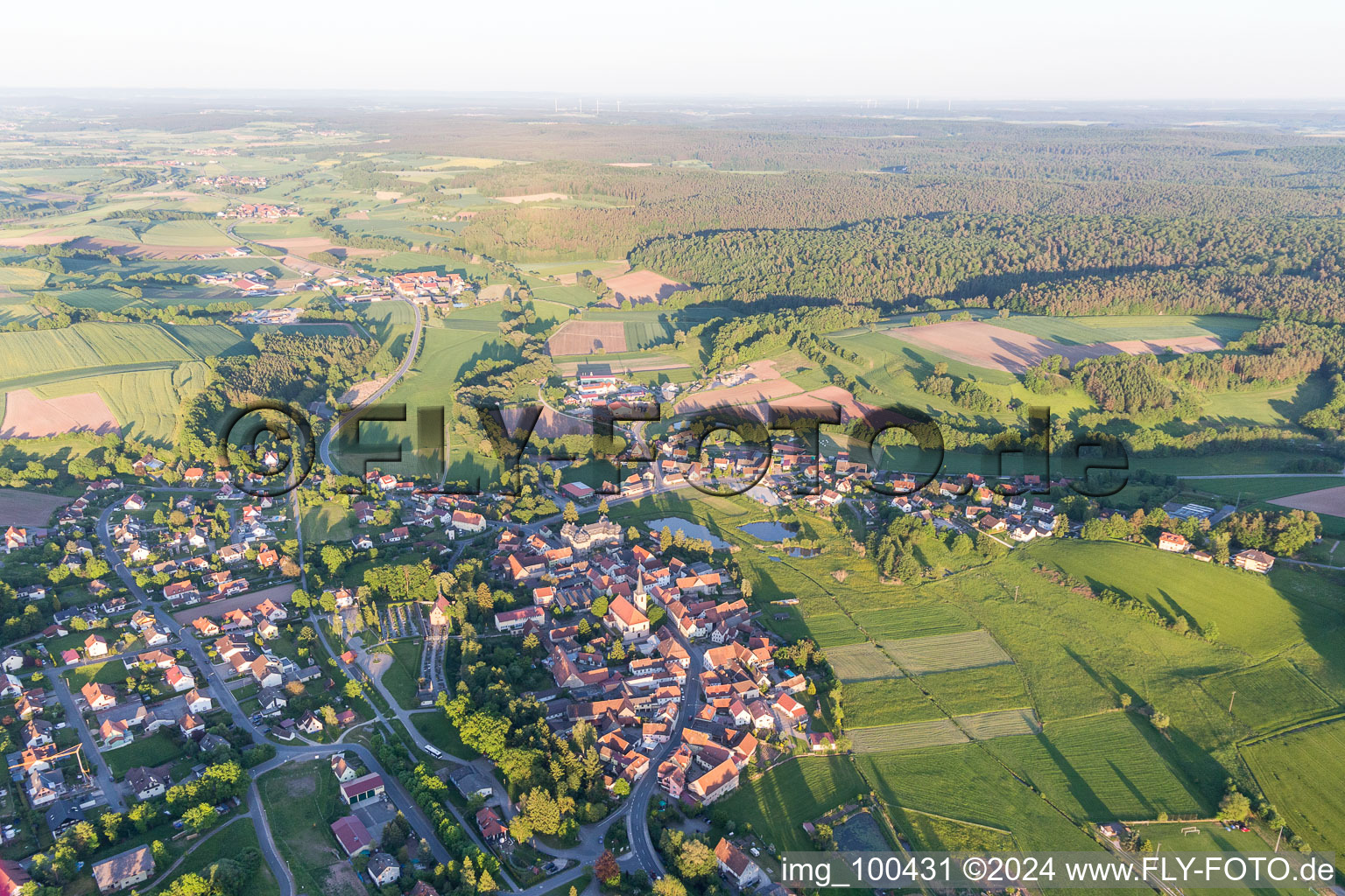 Burgwindheim in the state Bavaria, Germany from above