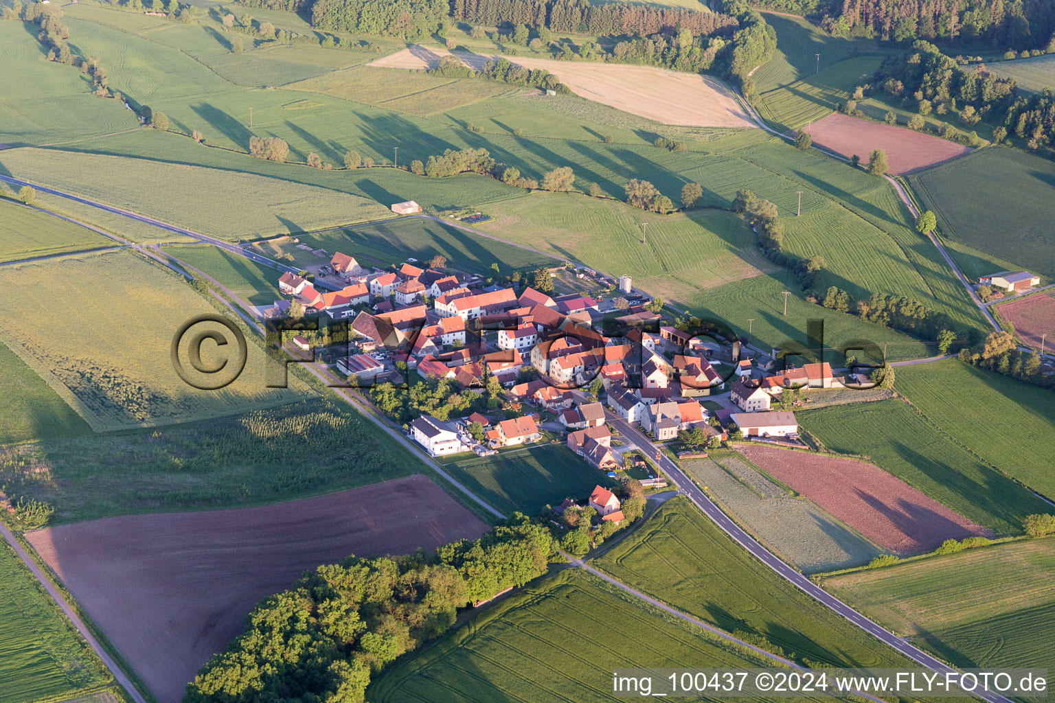 Aerial view of Kötsch in the state Bavaria, Germany