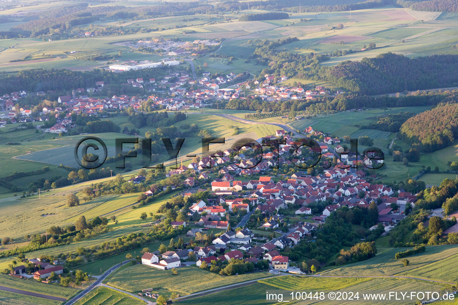 Aerial view of Dankenfeld in the state Bavaria, Germany