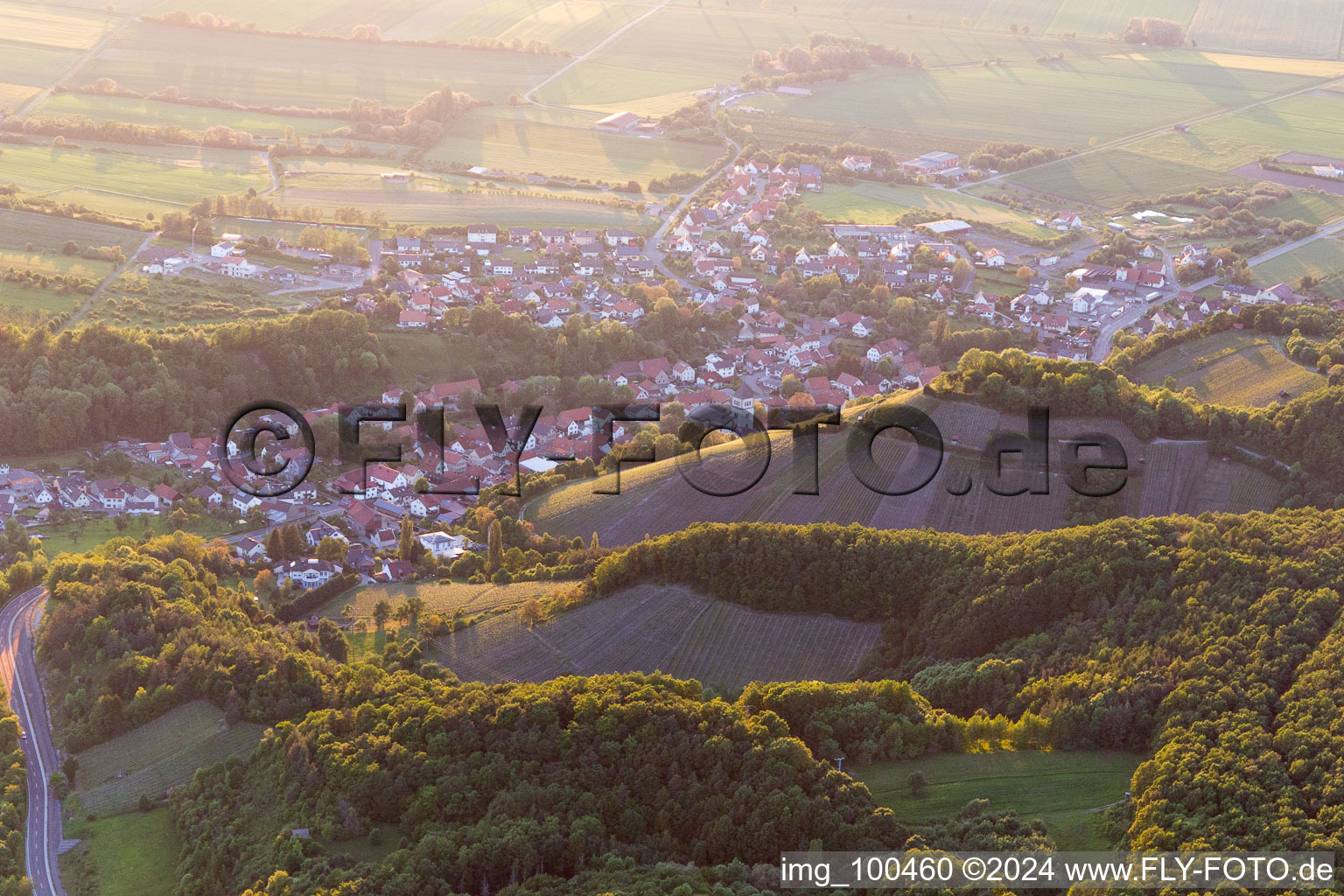 Aerial view of Zell am Ebersberg in the state Bavaria, Germany