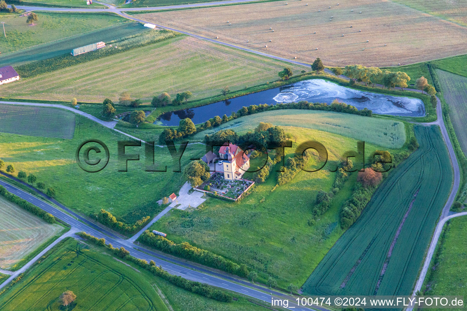 Cemetery and Trinity Church Eschenau in the district Eschenau in Knetzgau in the state Bavaria, Germany