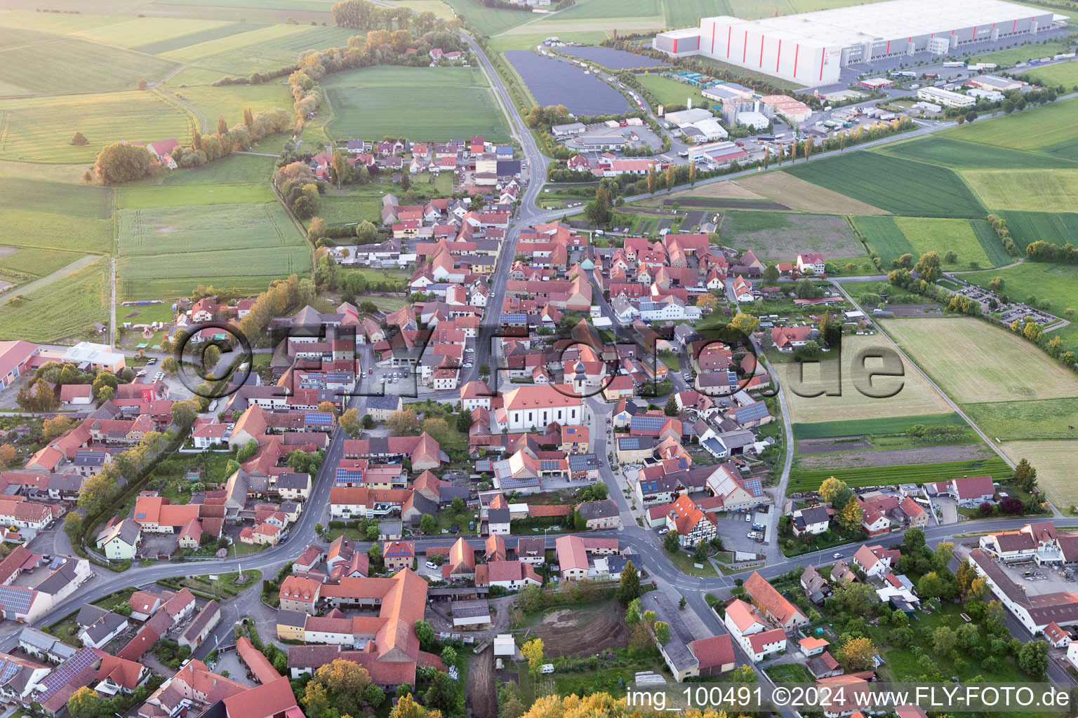 Aerial photograpy of Donnersdorf in the state Bavaria, Germany