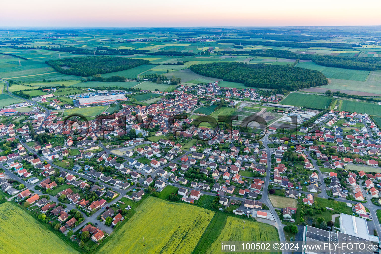 Drone recording of Grettstadt in the state Bavaria, Germany