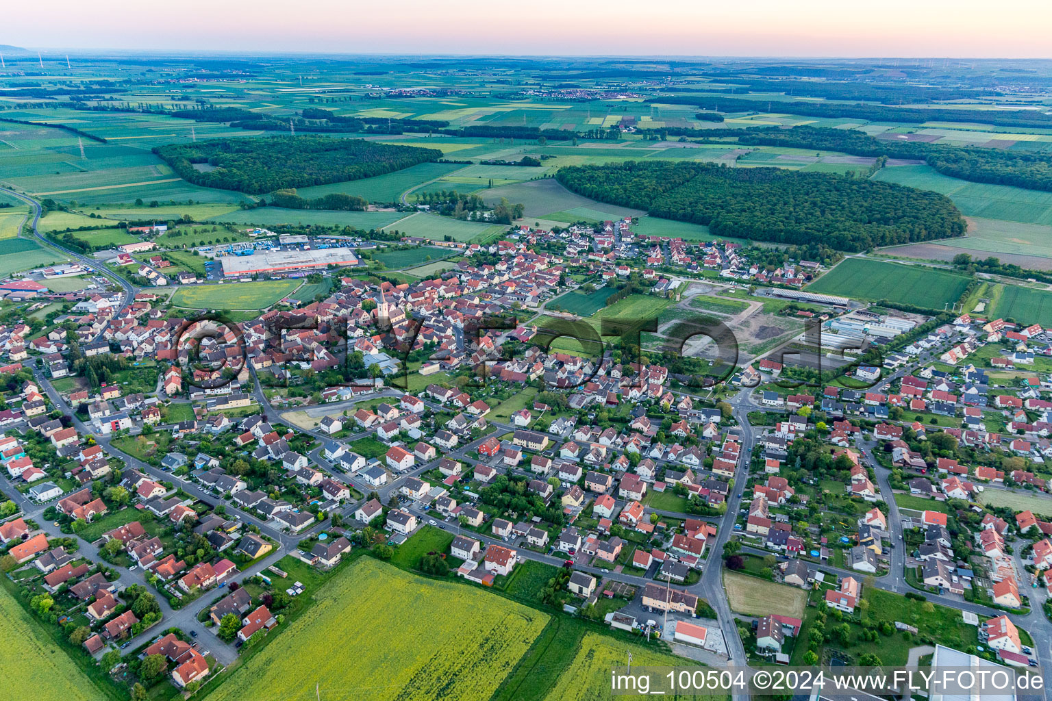 Drone image of Grettstadt in the state Bavaria, Germany