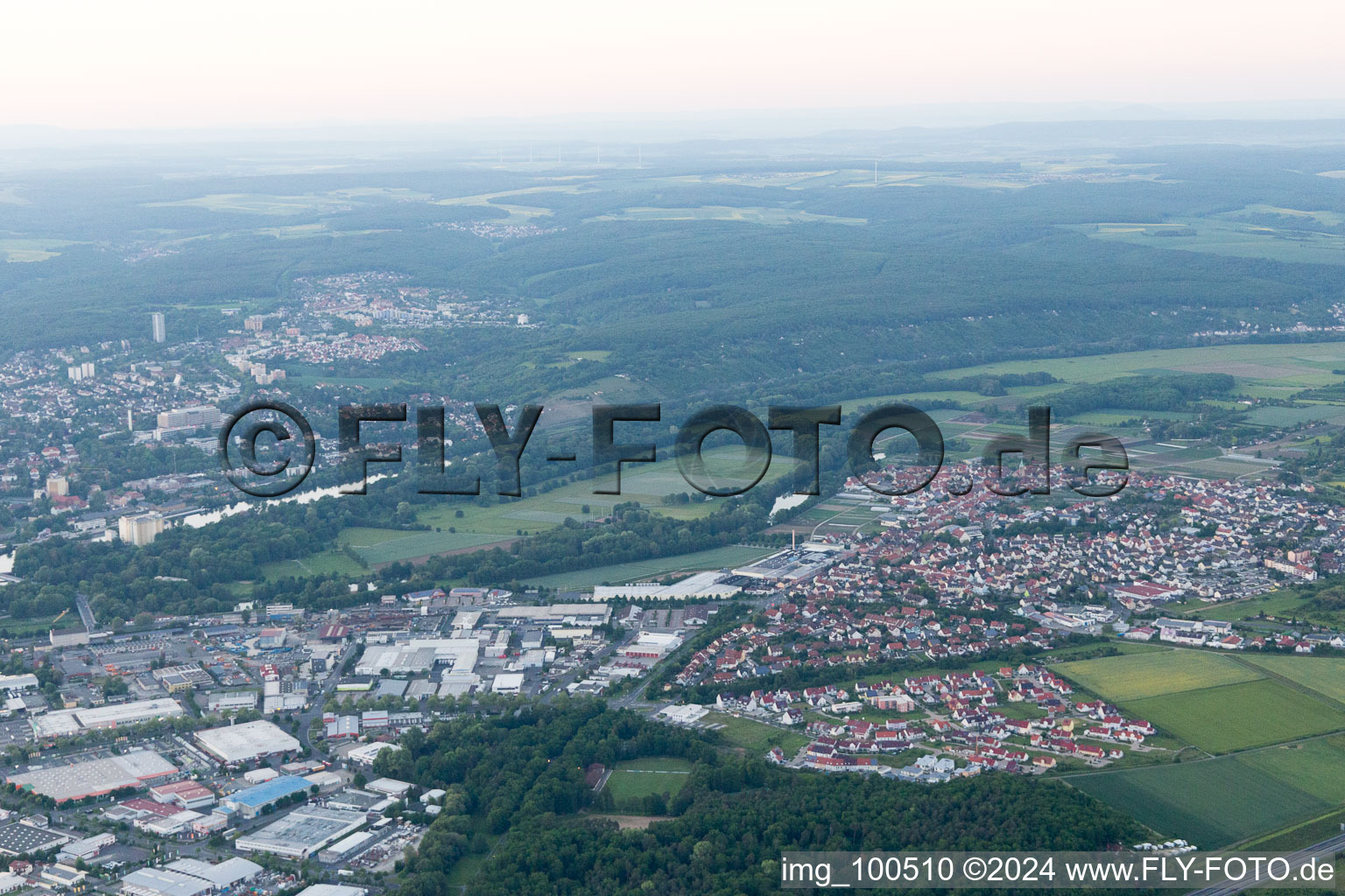 Sennfeld in the state Bavaria, Germany viewn from the air