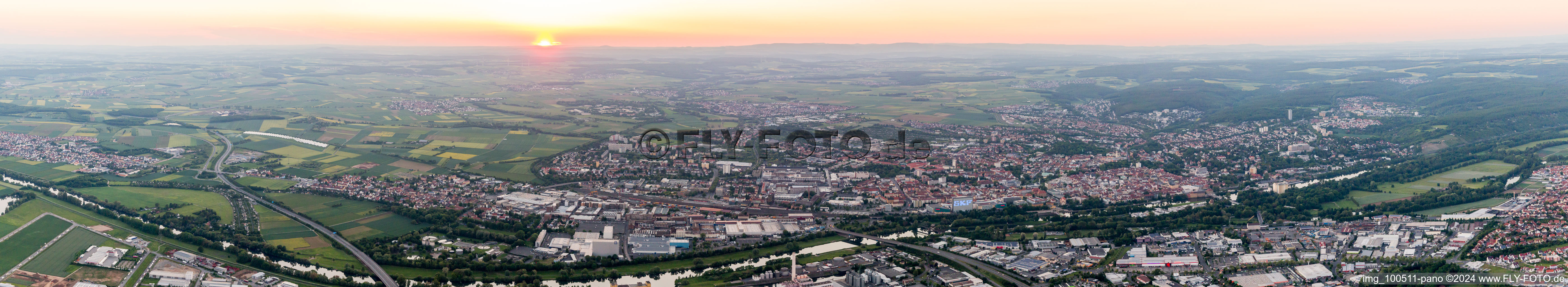 Panorama at sunset in Schweinfurt in the state Bavaria, Germany