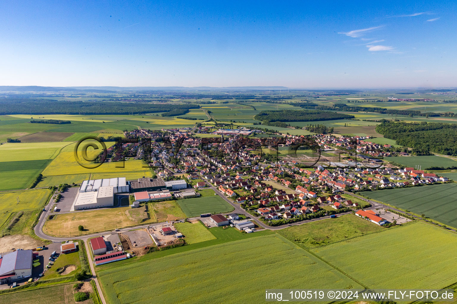 Grettstadt in the state Bavaria, Germany from the drone perspective