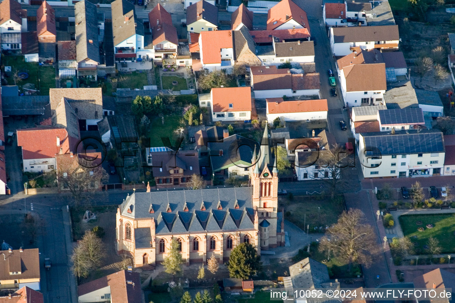 Bird's eye view of Otterstadt in the state Rhineland-Palatinate, Germany