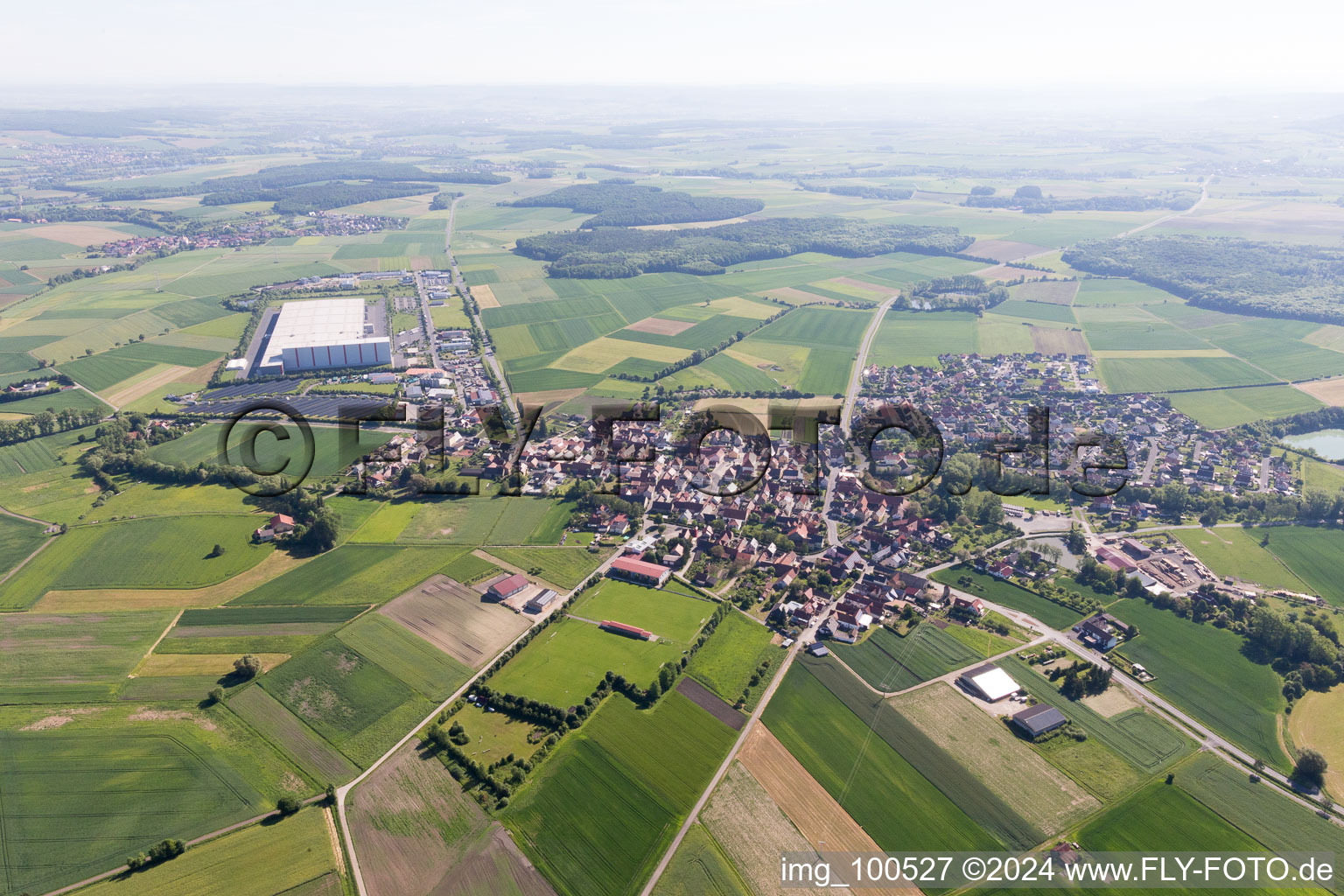 Donnersdorf in the state Bavaria, Germany from the plane