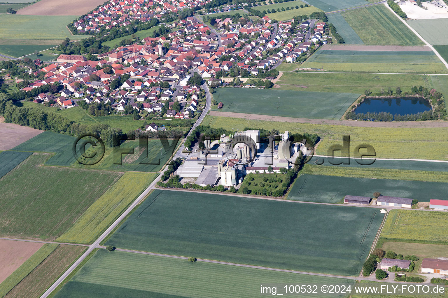 Drone recording of Sulzheim in the state Bavaria, Germany