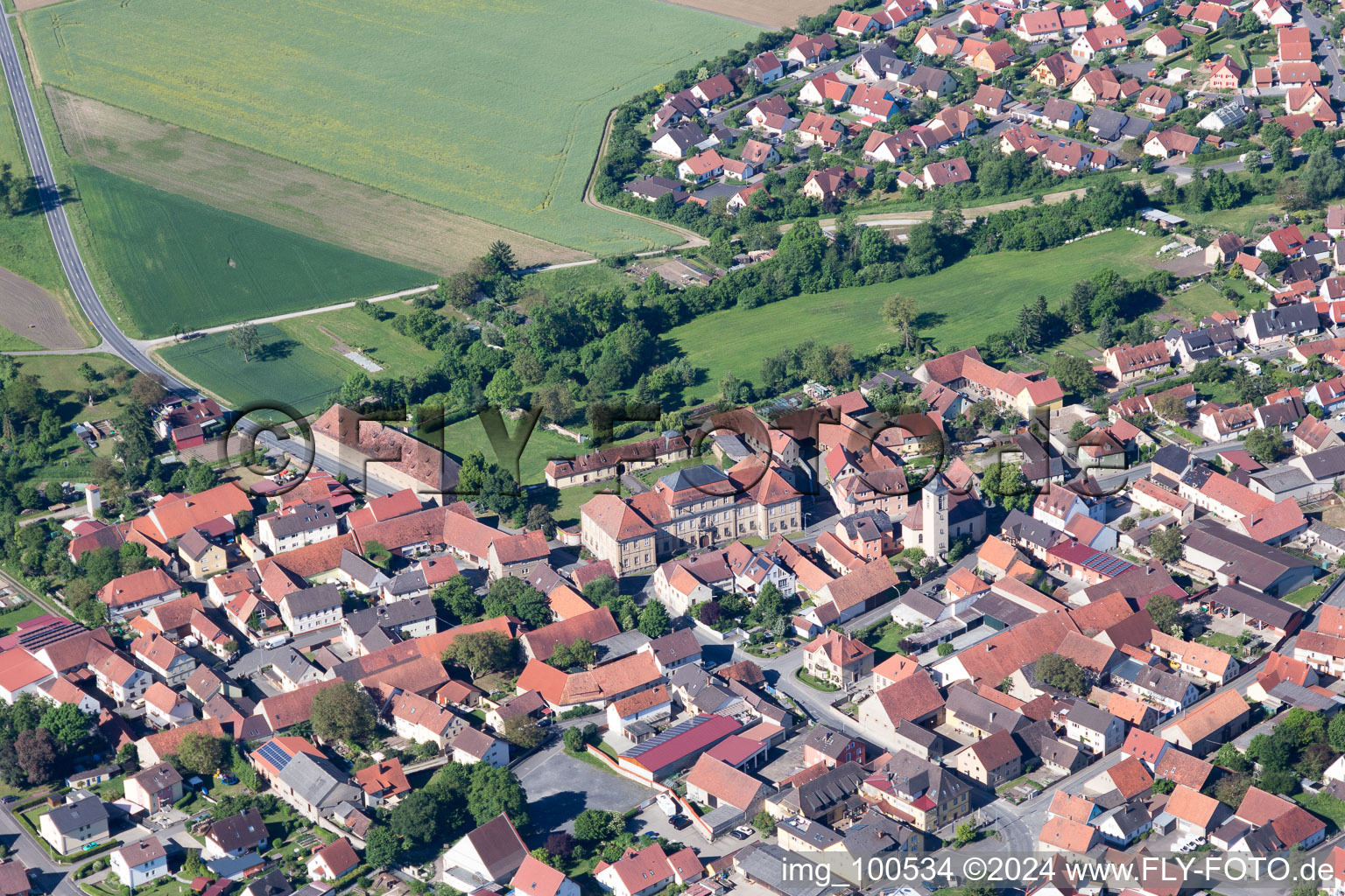 Drone image of Sulzheim in the state Bavaria, Germany