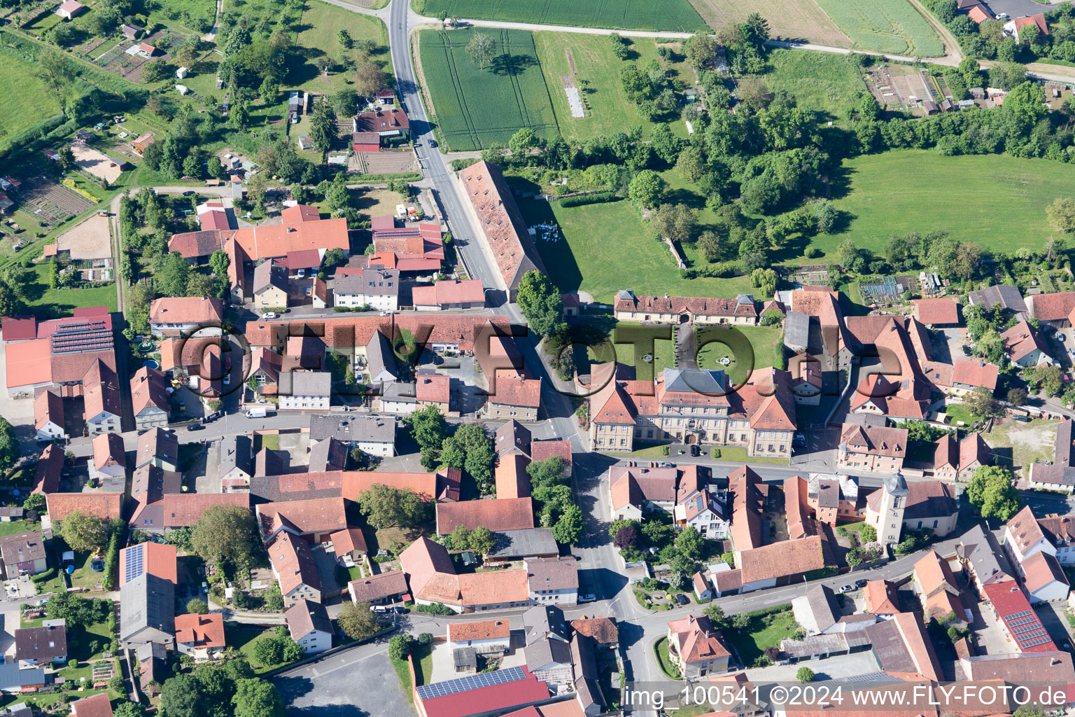 Sulzheim in the state Bavaria, Germany seen from a drone