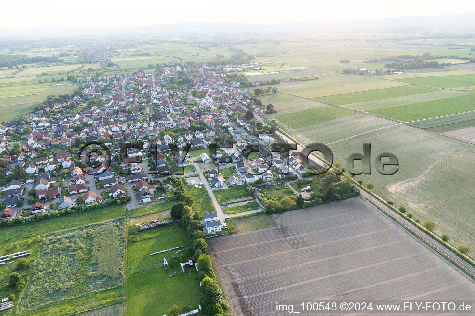 Minfeld in the state Rhineland-Palatinate, Germany seen from a drone