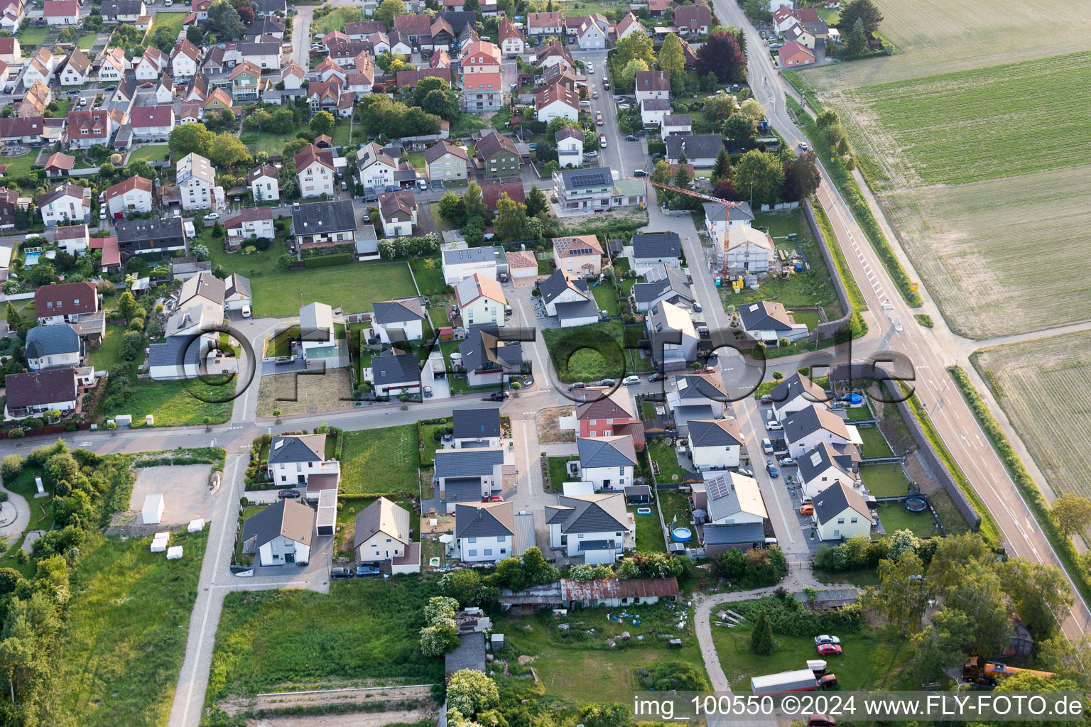 Aerial photograpy of Minfeld in the state Rhineland-Palatinate, Germany