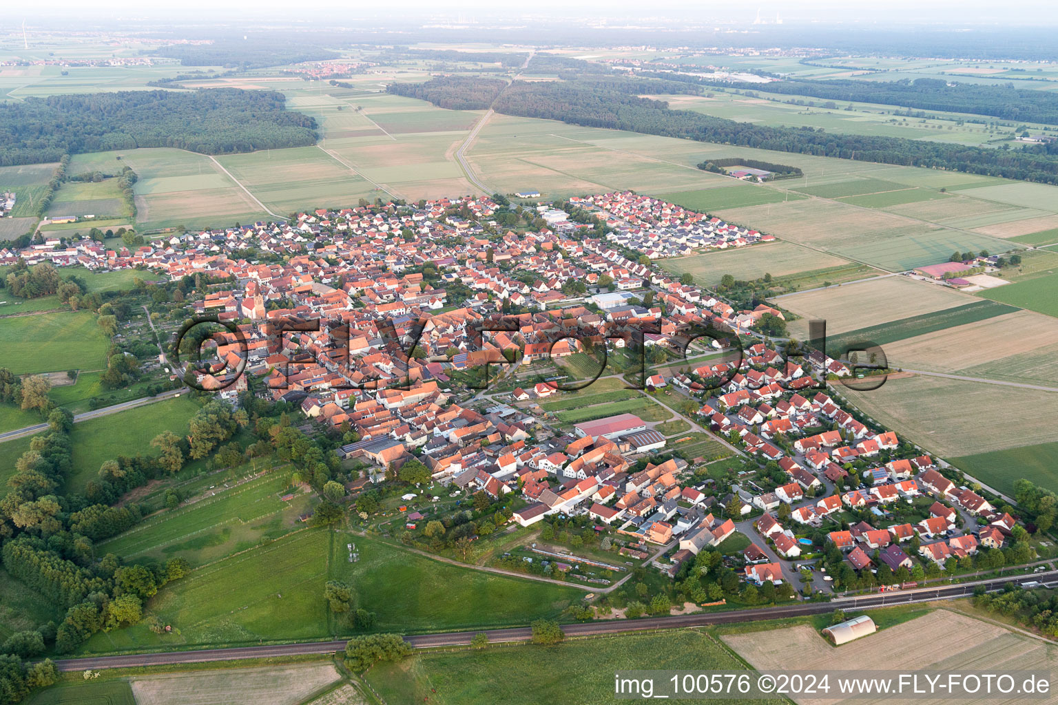 Steinweiler in the state Rhineland-Palatinate, Germany from the plane