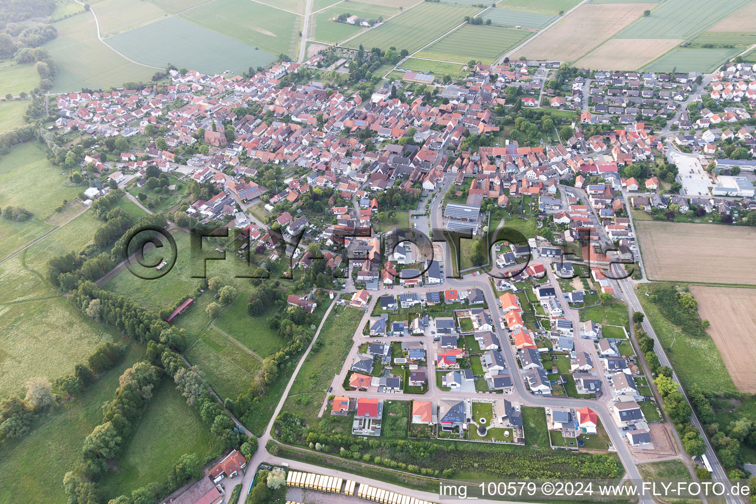 Drone recording of Rohrbach in the state Rhineland-Palatinate, Germany