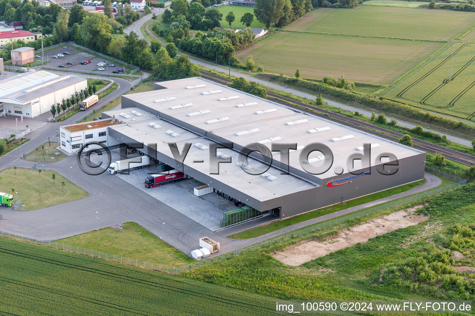 Aerial photograpy of Warehouses and forwarding building of Eichenlaub Logistik GmbH in Rohrbach in the state Rhineland-Palatinate, Germany