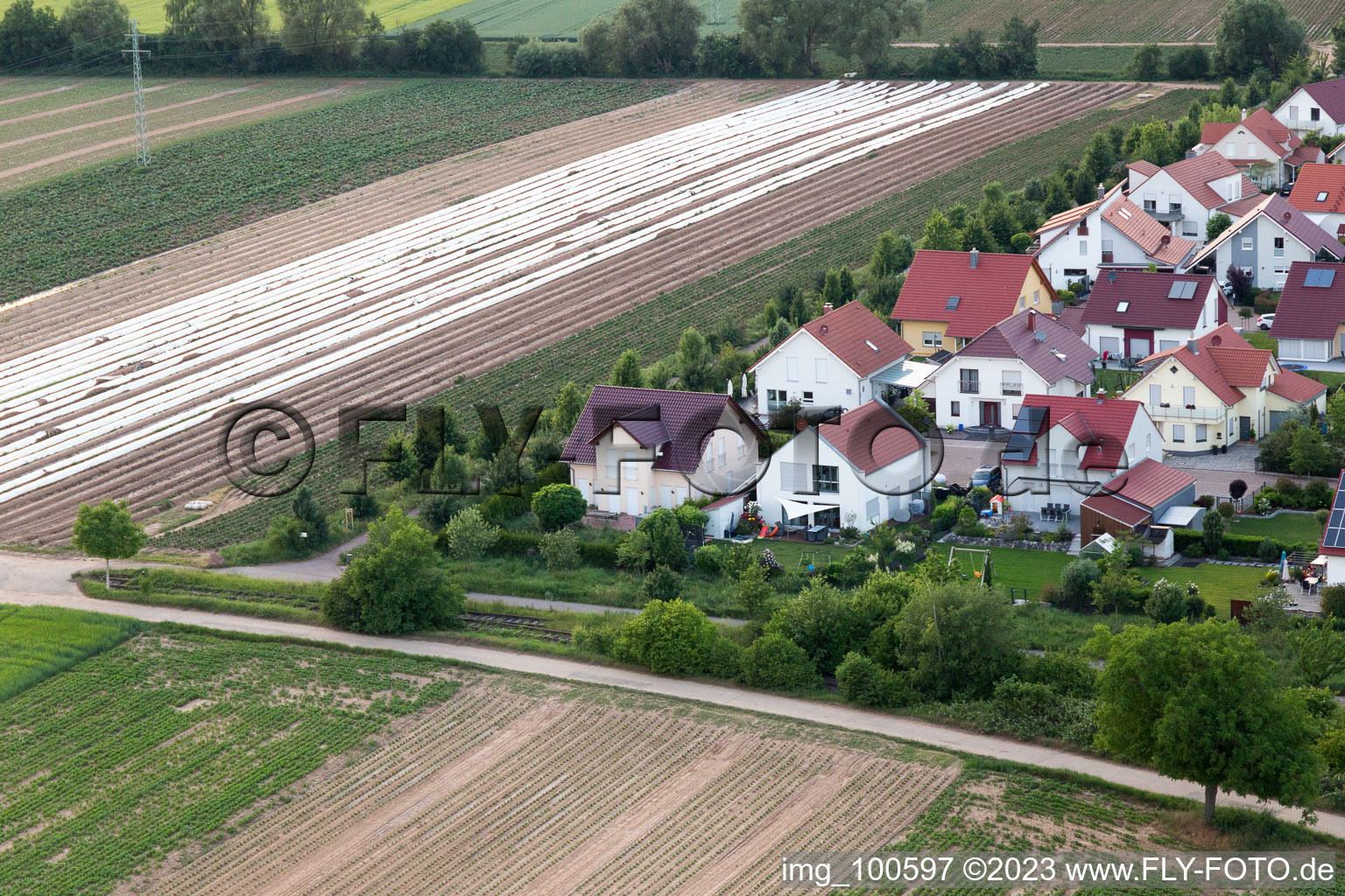 District Mörlheim in Landau in der Pfalz in the state Rhineland-Palatinate, Germany from above
