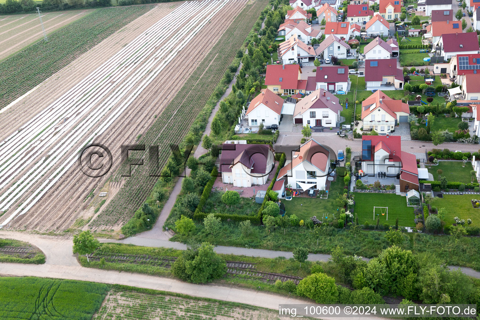 District Mörlheim in Landau in der Pfalz in the state Rhineland-Palatinate, Germany from the plane