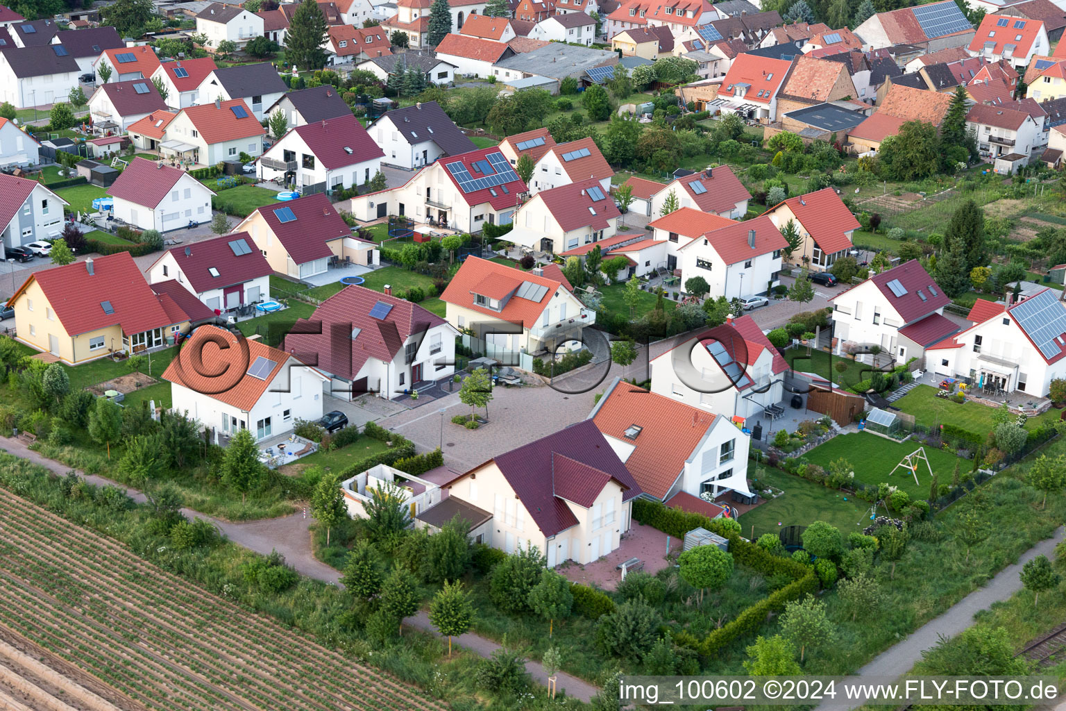 District Mörlheim in Landau in der Pfalz in the state Rhineland-Palatinate, Germany viewn from the air