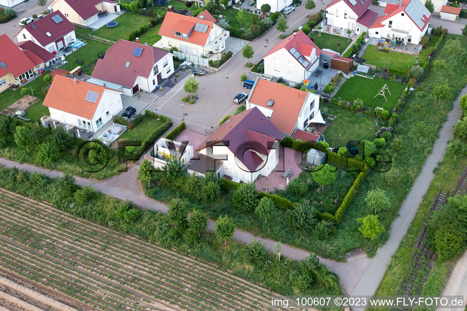 District Mörlheim in Landau in der Pfalz in the state Rhineland-Palatinate, Germany from the drone perspective