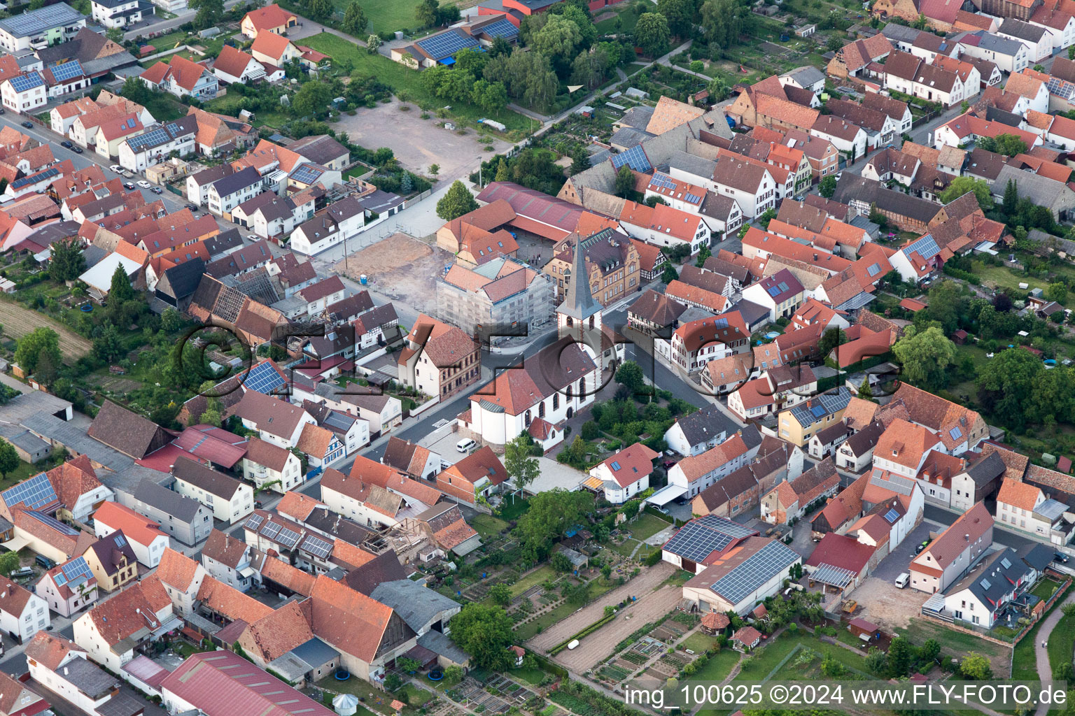 Oblique view of District Ottersheim in Ottersheim bei Landau in the state Rhineland-Palatinate, Germany