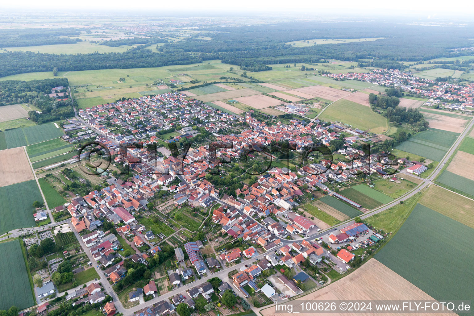 Bird's eye view of Ottersheim bei Landau in the state Rhineland-Palatinate, Germany