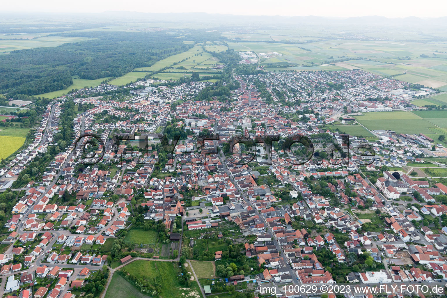 Bird's eye view of District Herxheim in Herxheim bei Landau in the state Rhineland-Palatinate, Germany