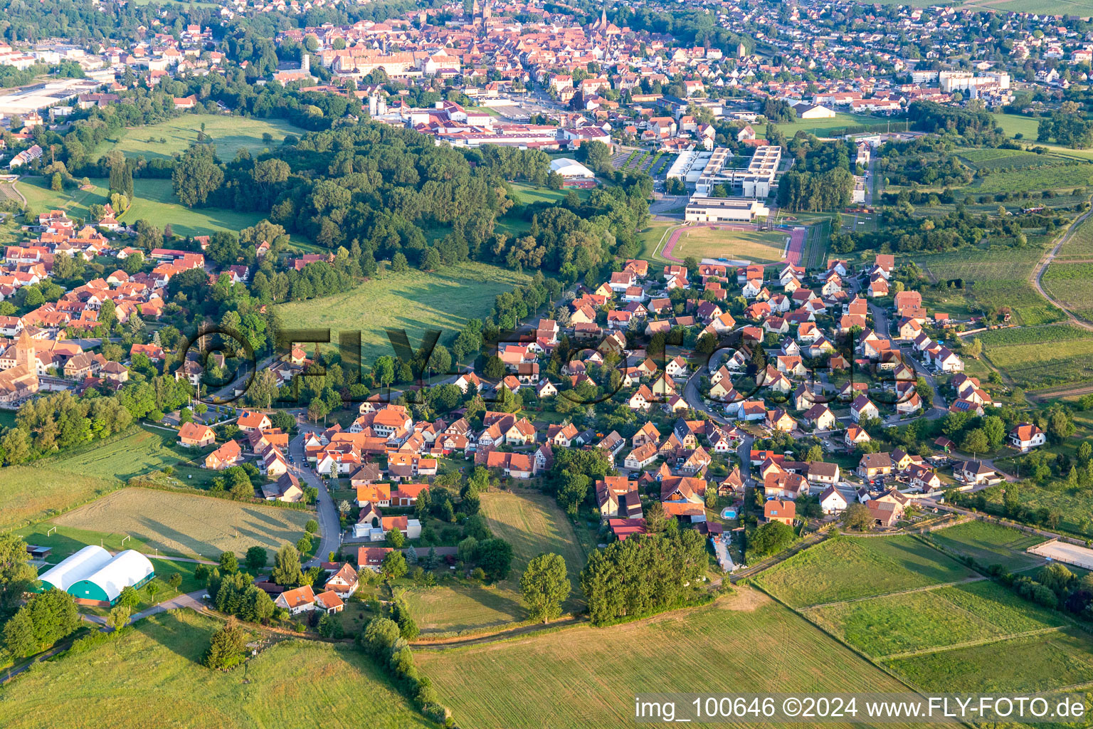 Drone image of District Altenstadt in Wissembourg in the state Bas-Rhin, France