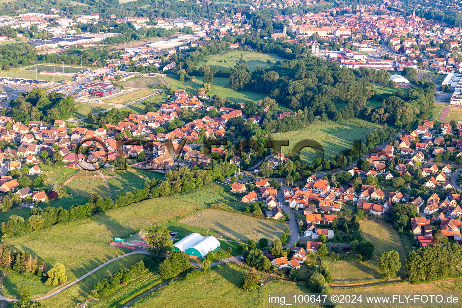 District Altenstadt in Wissembourg in the state Bas-Rhin, France from the drone perspective