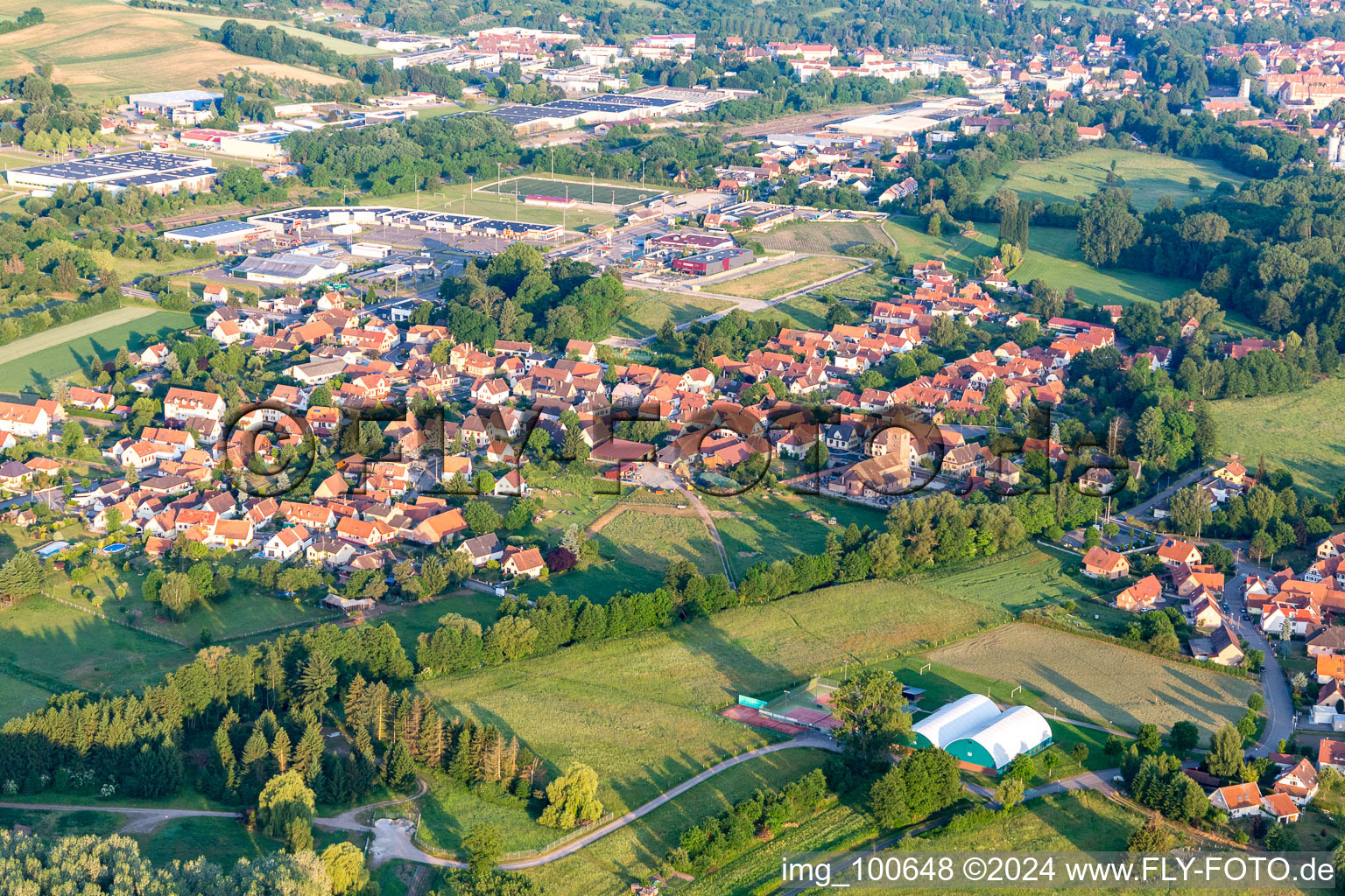 District Altenstadt in Wissembourg in the state Bas-Rhin, France from a drone