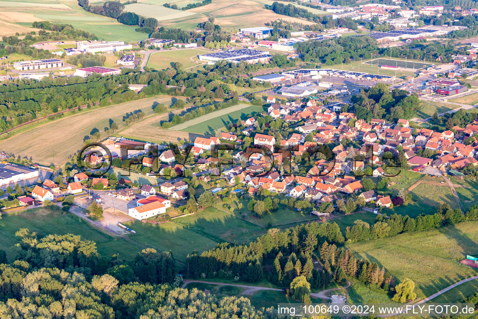 District Altenstadt in Wissembourg in the state Bas-Rhin, France seen from a drone