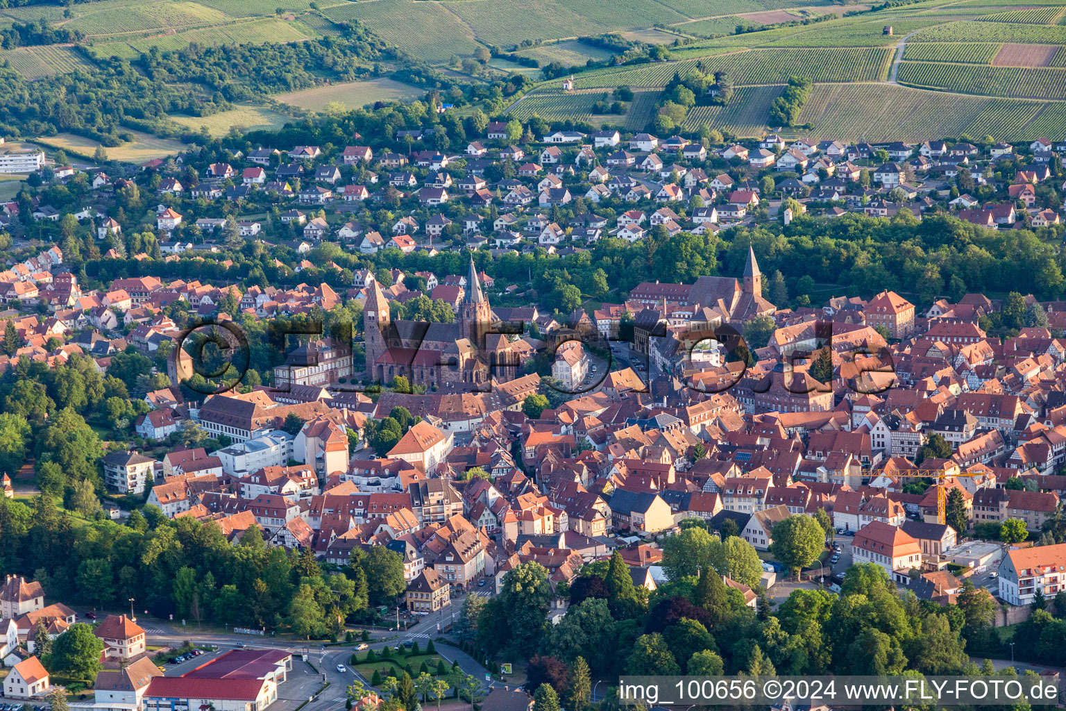 Wissembourg in the state Bas-Rhin, France from the drone perspective