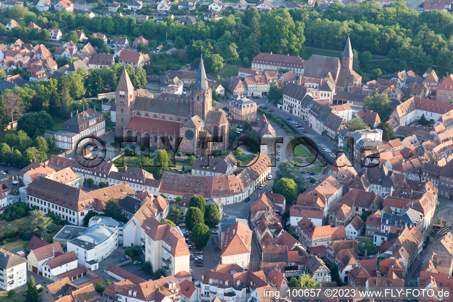 Wissembourg in the state Bas-Rhin, France viewn from the air