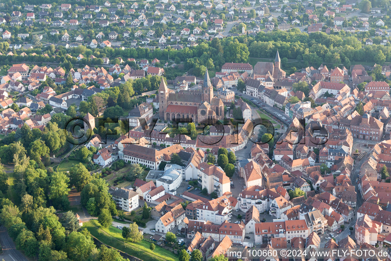 Aerial view of Wissembourg in the state Bas-Rhin, France